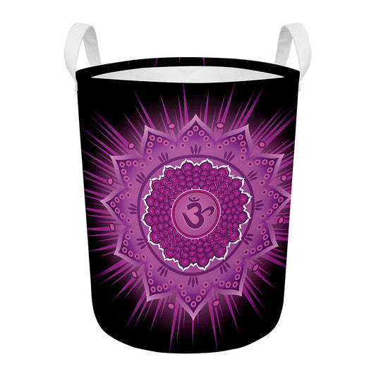 Sahasrara Chakra Mandala Print Round Laundry Basket