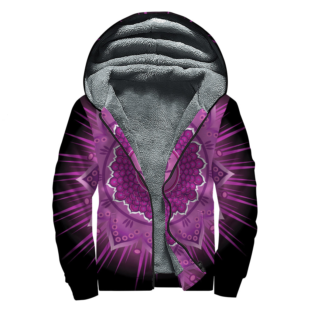 Sahasrara Chakra Mandala Print Sherpa Lined Zip Up Hoodie