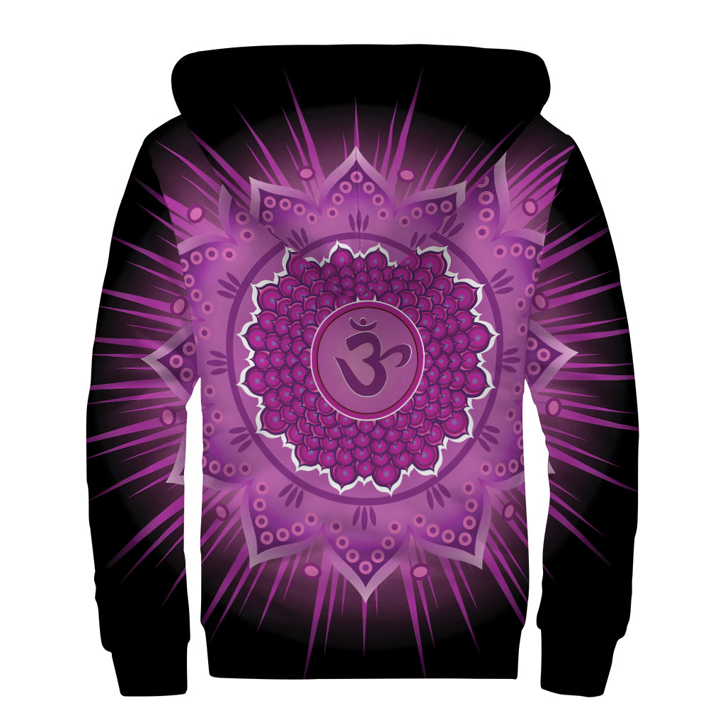 Sahasrara Chakra Mandala Print Sherpa Lined Zip Up Hoodie