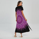 Sahasrara Chakra Mandala Print Short Sleeve Maxi Dress