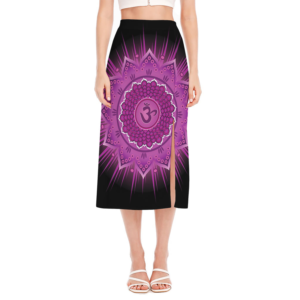 Sahasrara Chakra Mandala Print Side Slit Midi Skirt