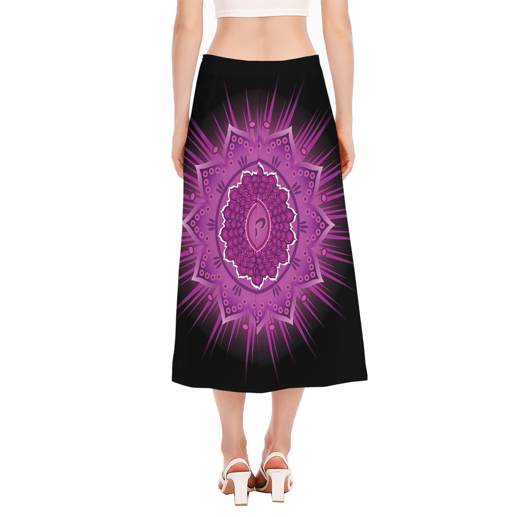 Sahasrara Chakra Mandala Print Side Slit Midi Skirt