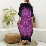 Sahasrara Chakra Mandala Print Silk V-Neck Kaftan Dress