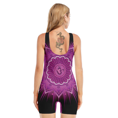 Sahasrara Chakra Mandala Print Sleeveless One Piece Swimsuit