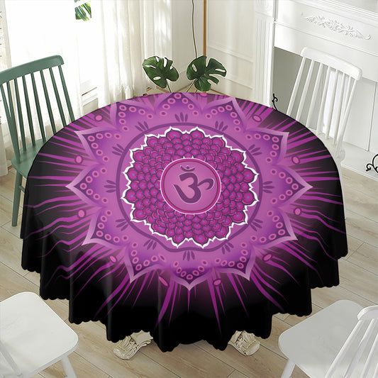 Sahasrara Chakra Mandala Print Waterproof Round Tablecloth
