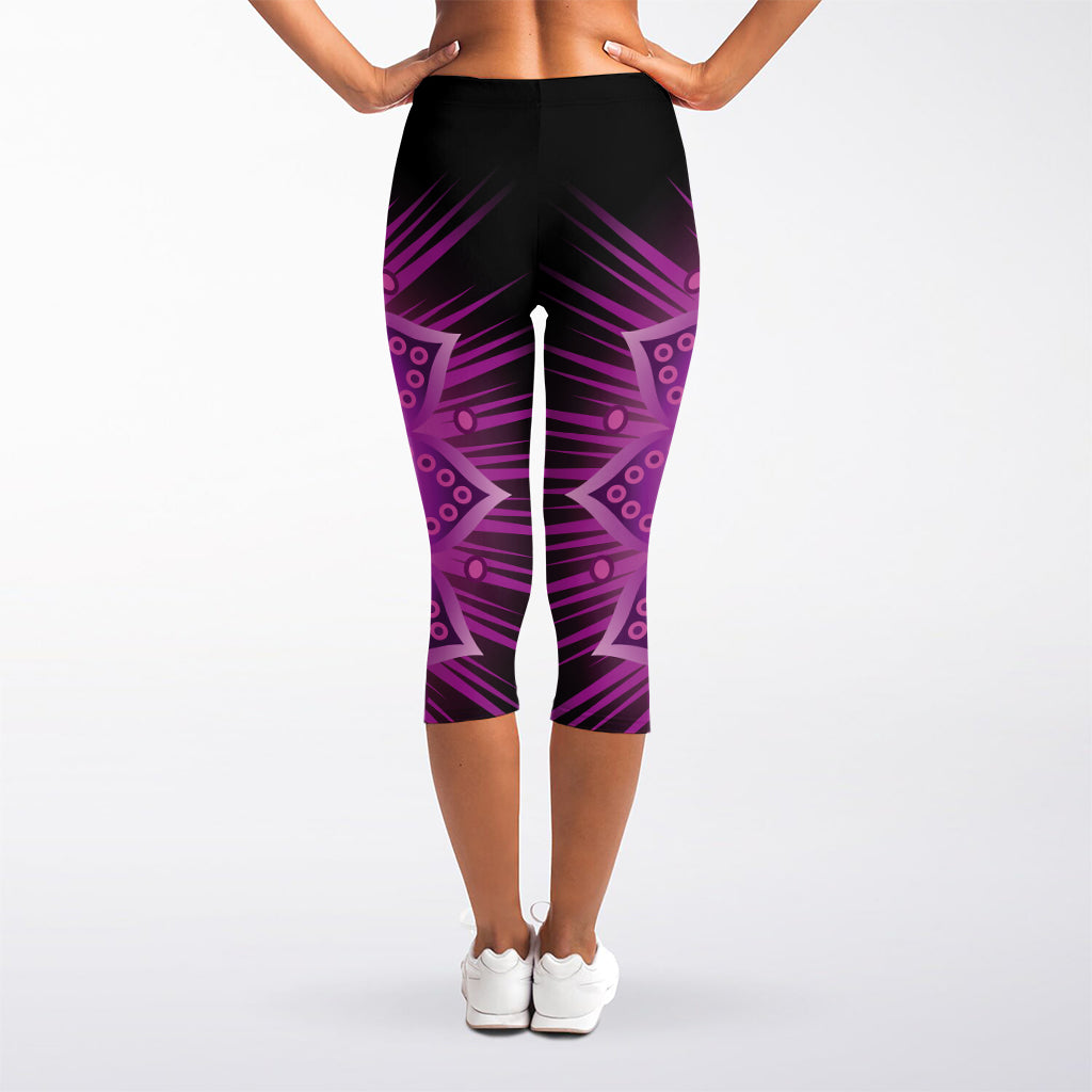 Sahasrara Chakra Mandala Print Women's Capri Leggings