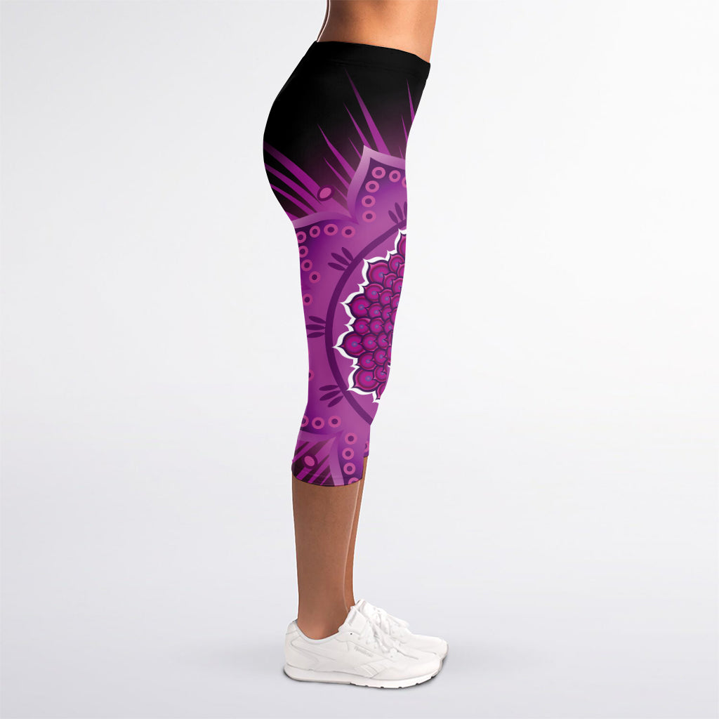 Sahasrara Chakra Mandala Print Women's Capri Leggings