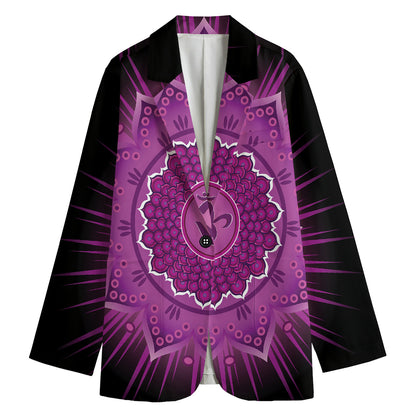 Sahasrara Chakra Mandala Print Women's Cotton Blazer