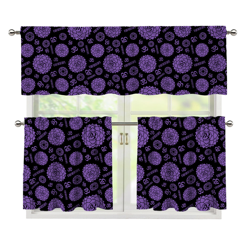 Sahasrara Chakra Pattern Print 3 Piece Kitchen Curtains