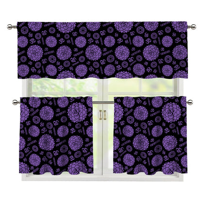 Sahasrara Chakra Pattern Print 3 Piece Kitchen Curtains