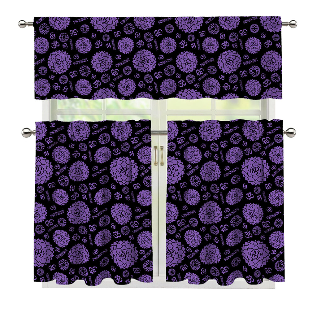 Sahasrara Chakra Pattern Print 3 Piece Kitchen Curtains
