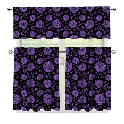 Sahasrara Chakra Pattern Print 3 Piece Kitchen Curtains