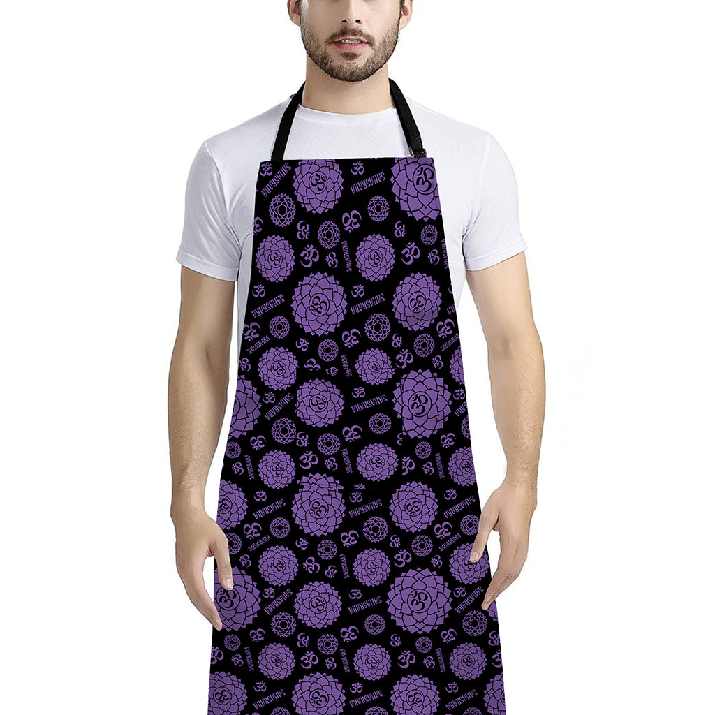 Sahasrara Chakra Pattern Print Bib Apron With Pocket