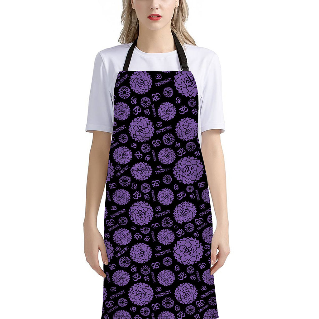 Sahasrara Chakra Pattern Print Bib Apron With Pocket