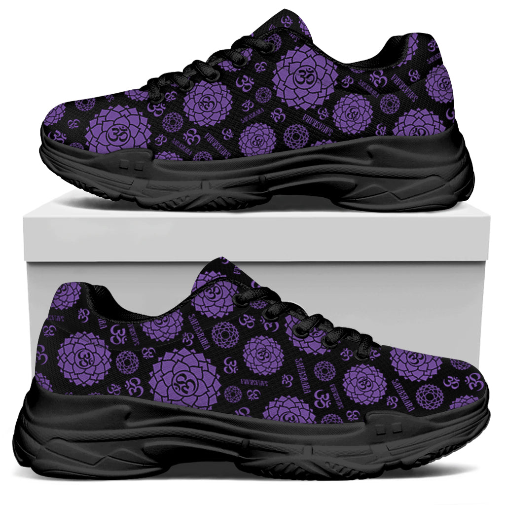 Sahasrara Chakra Pattern Print Black Chunky Shoes