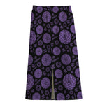 Sahasrara Chakra Pattern Print Cotton Front Slit Maxi Skirt