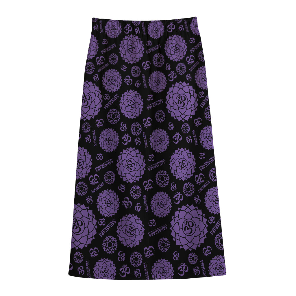 Sahasrara Chakra Pattern Print Cotton Front Slit Maxi Skirt