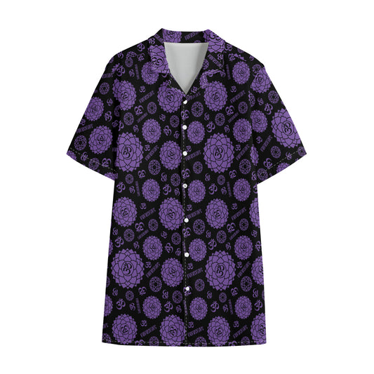 Sahasrara Chakra Pattern Print Cotton Hawaiian Shirt