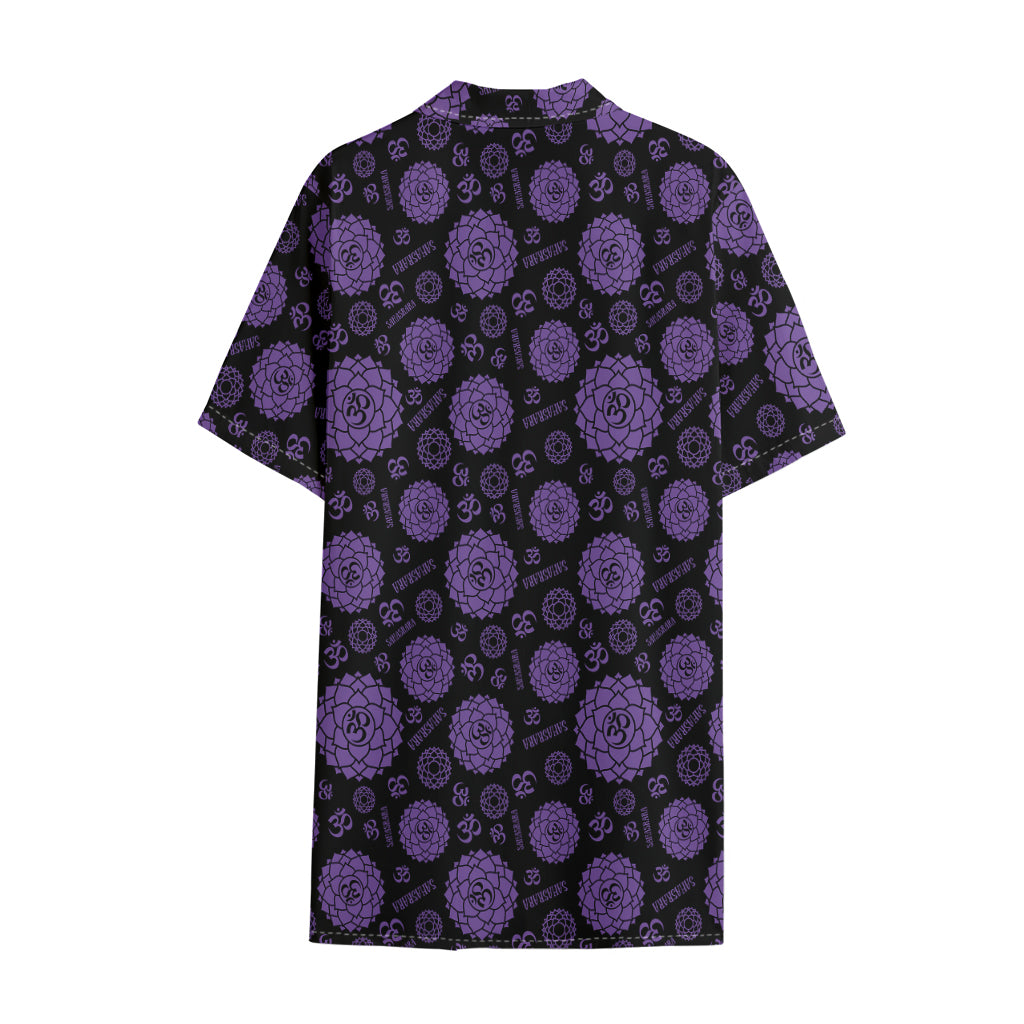 Sahasrara Chakra Pattern Print Cotton Hawaiian Shirt