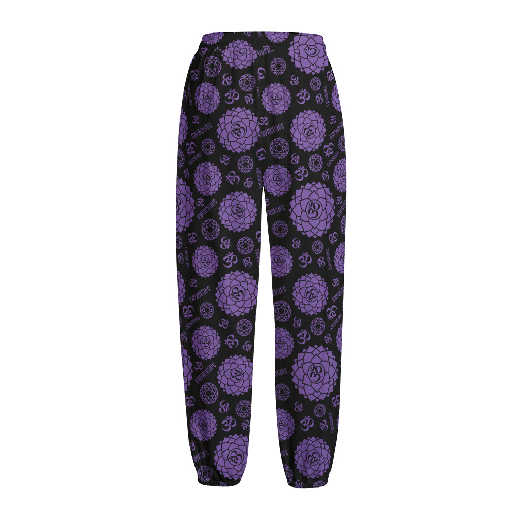 Sahasrara Chakra Pattern Print Fleece Lined Knit Pants
