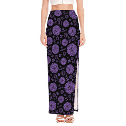 Sahasrara Chakra Pattern Print High Slit Maxi Skirt