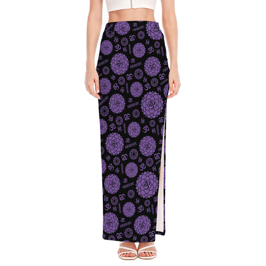 Sahasrara Chakra Pattern Print High Slit Maxi Skirt