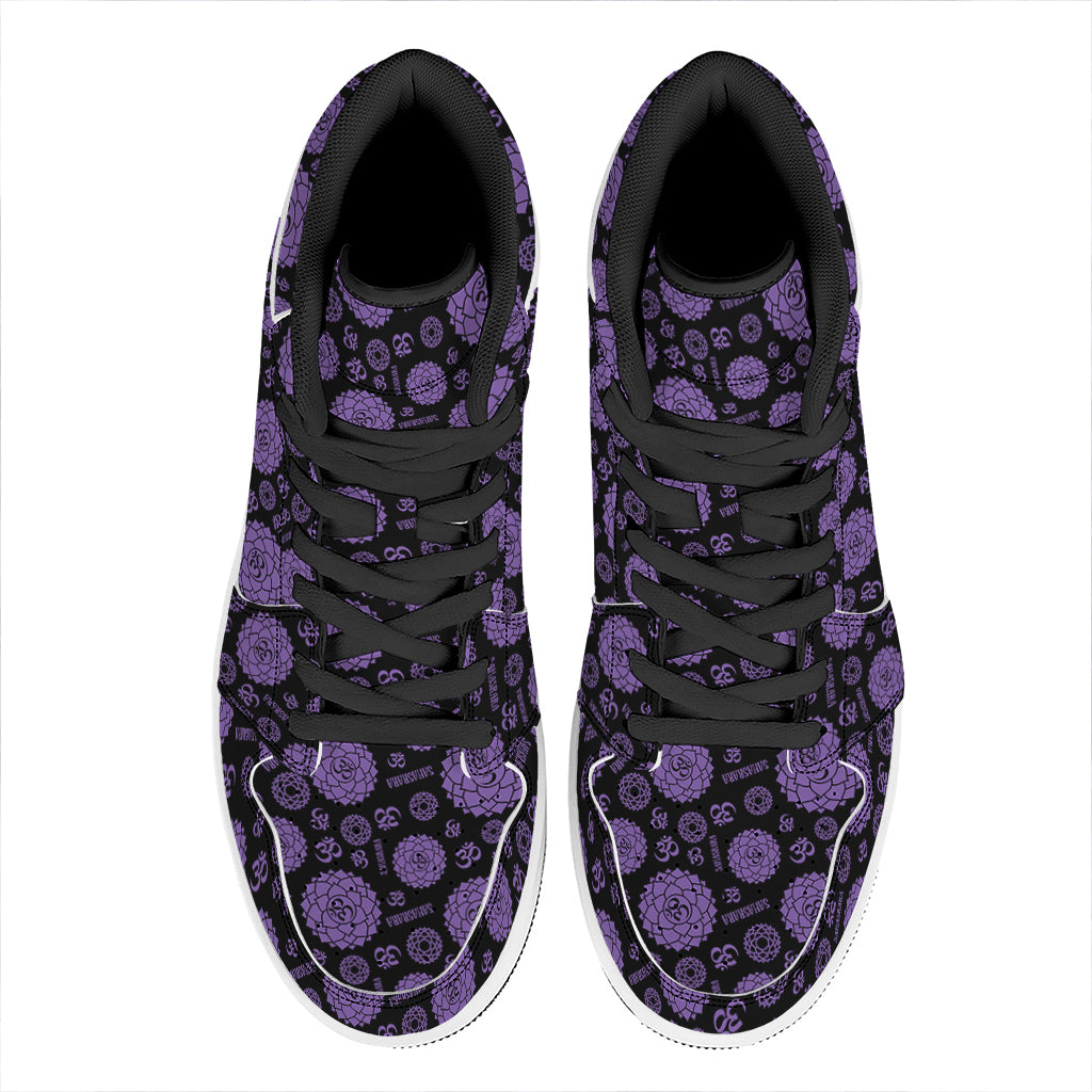 Sahasrara Chakra Pattern Print High Top Leather Sneakers