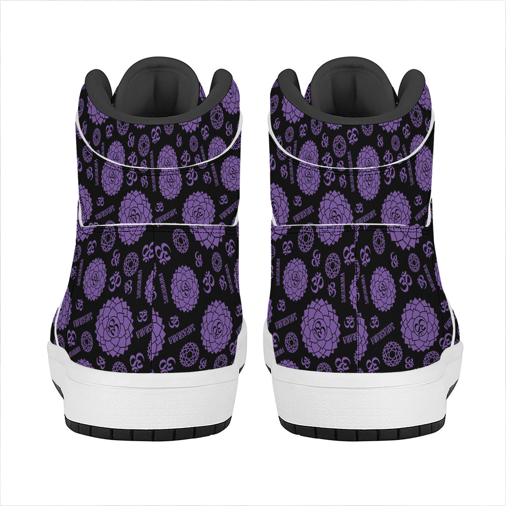 Sahasrara Chakra Pattern Print High Top Leather Sneakers