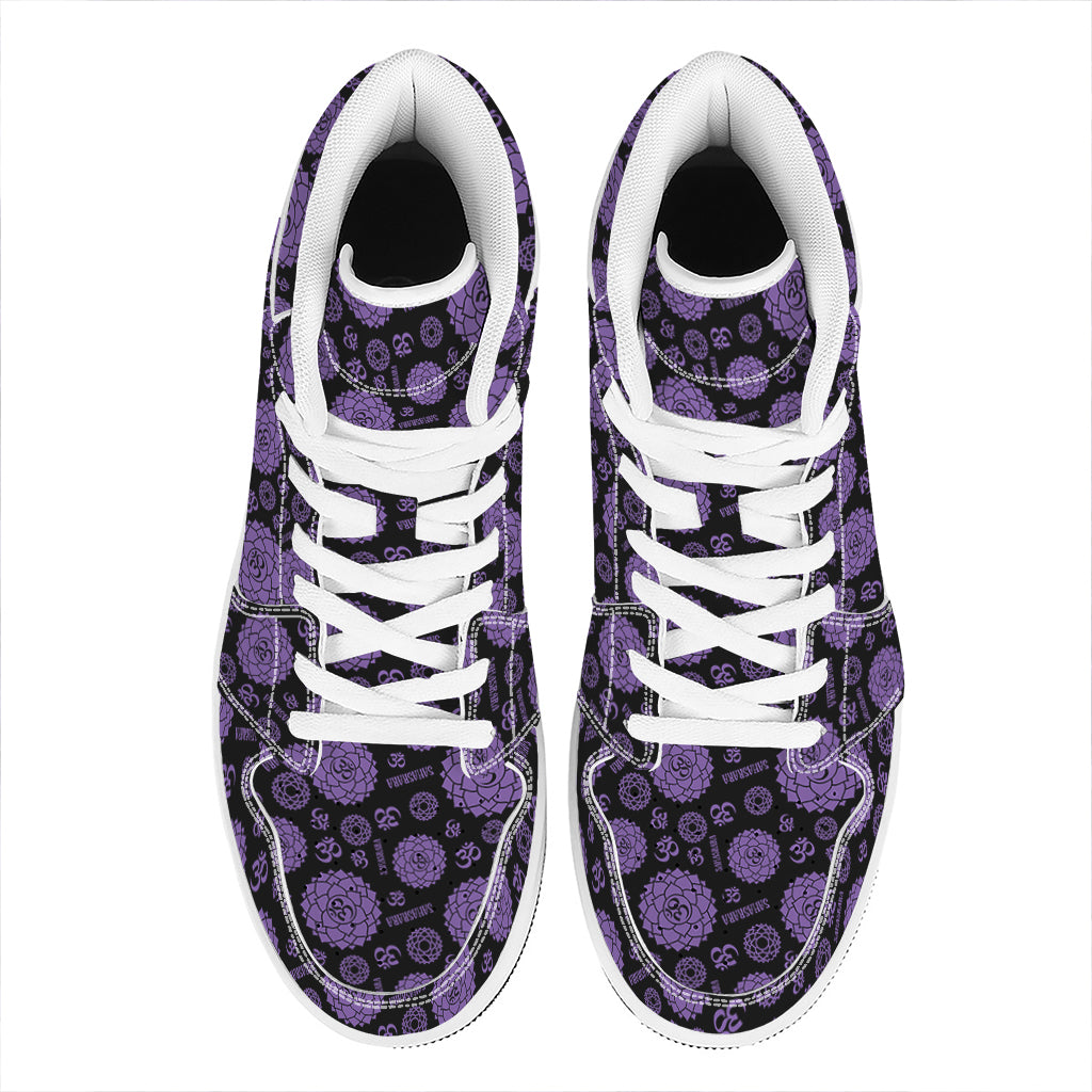 Sahasrara Chakra Pattern Print High Top Leather Sneakers