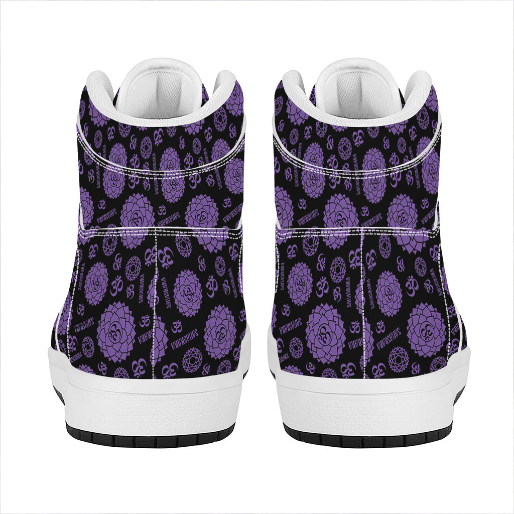 Sahasrara Chakra Pattern Print High Top Leather Sneakers