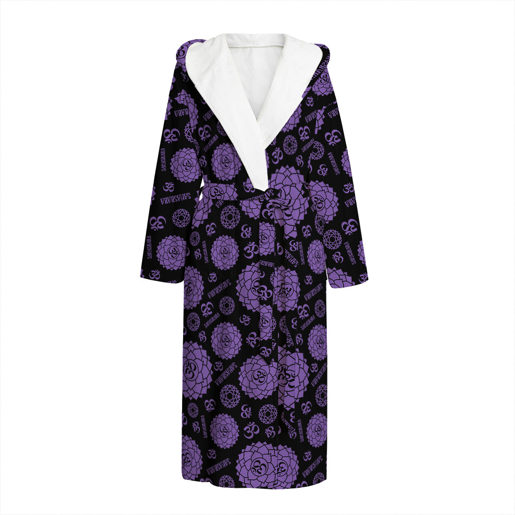 Sahasrara Chakra Pattern Print Hooded Bathrobe