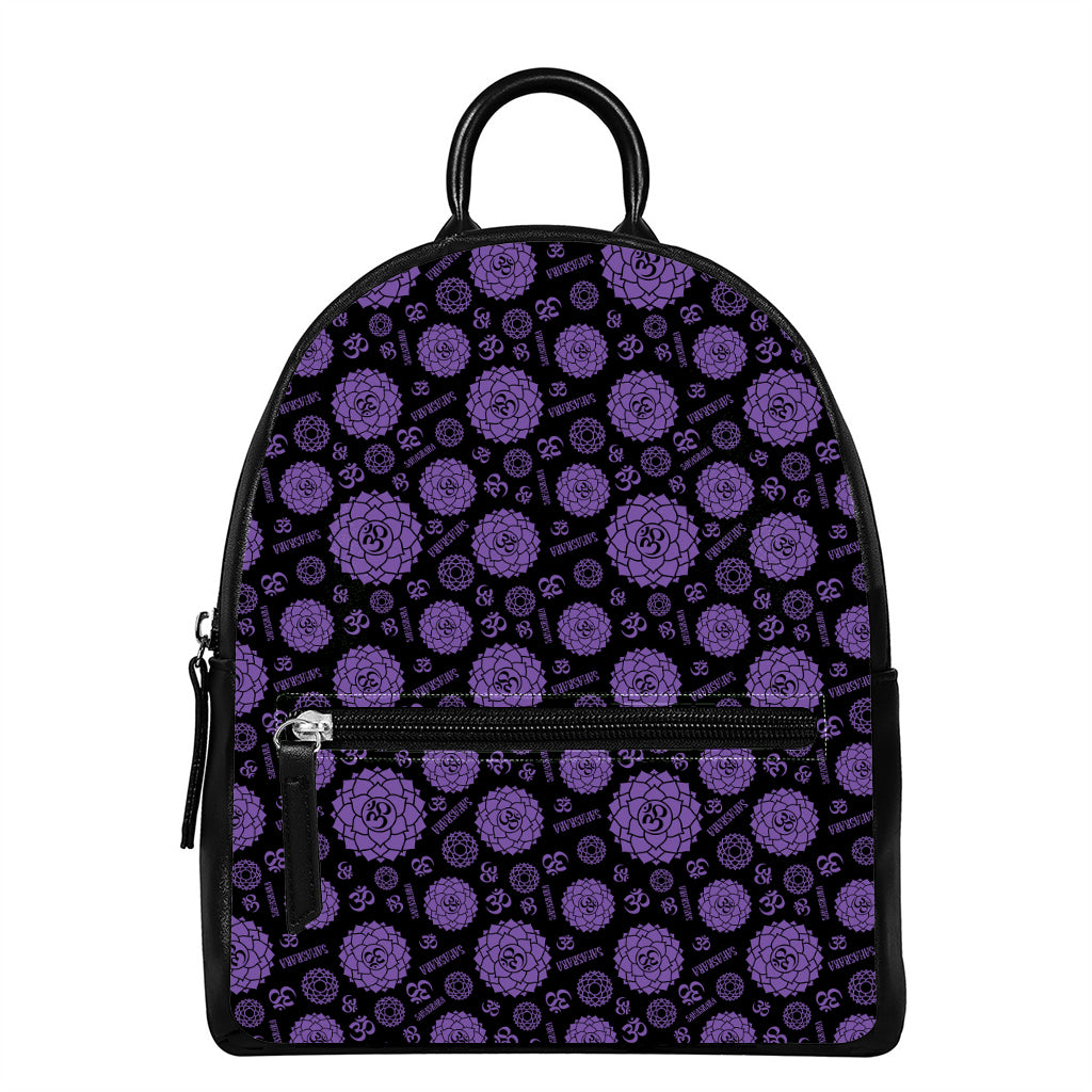 Sahasrara Chakra Pattern Print Leather Backpack