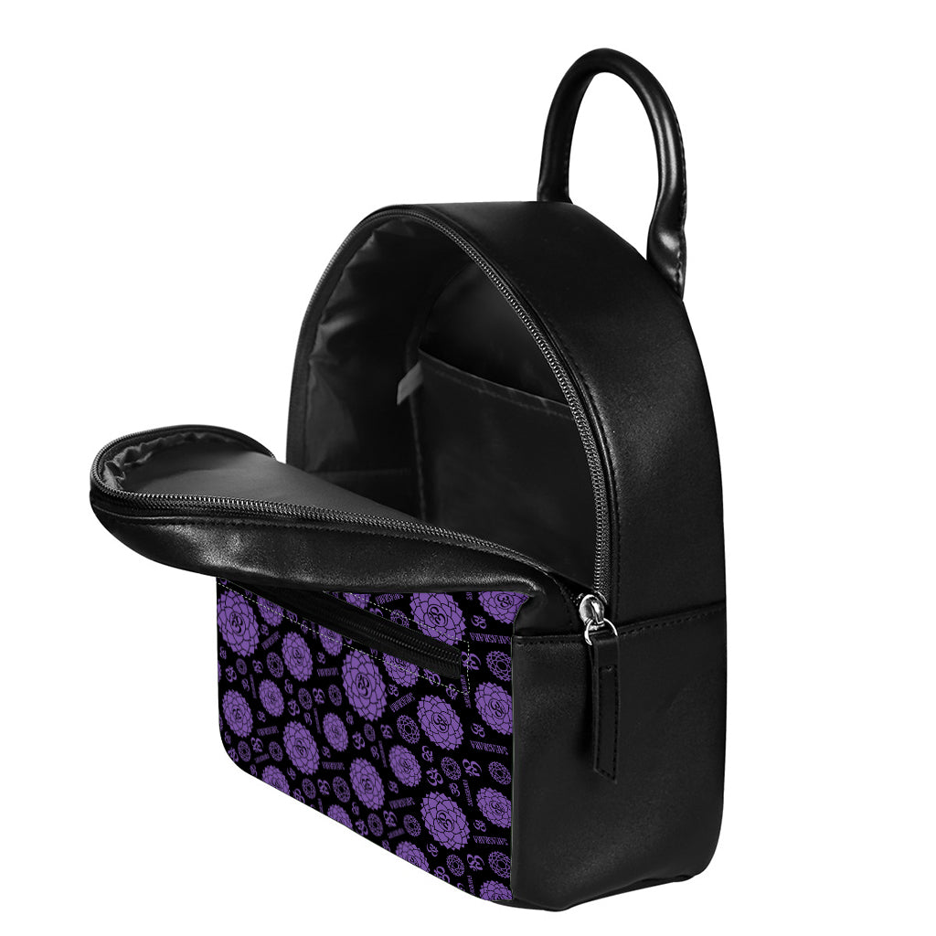 Sahasrara Chakra Pattern Print Leather Backpack