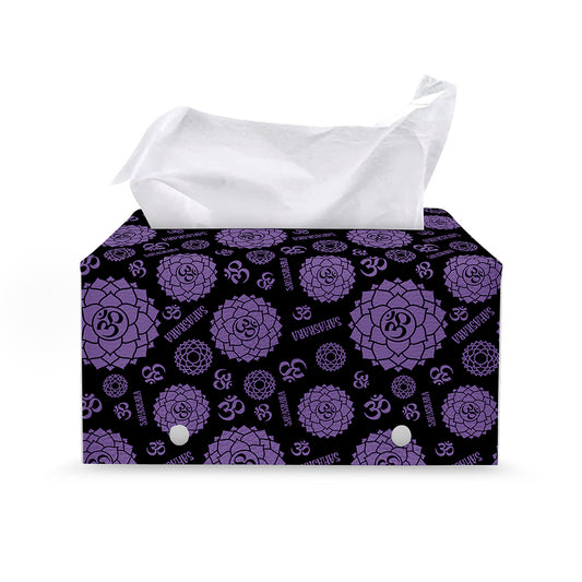 Sahasrara Chakra Pattern Print Leather Tissue Box Cover