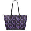 Sahasrara Chakra Pattern Print Leather Tote Bag With Zipper