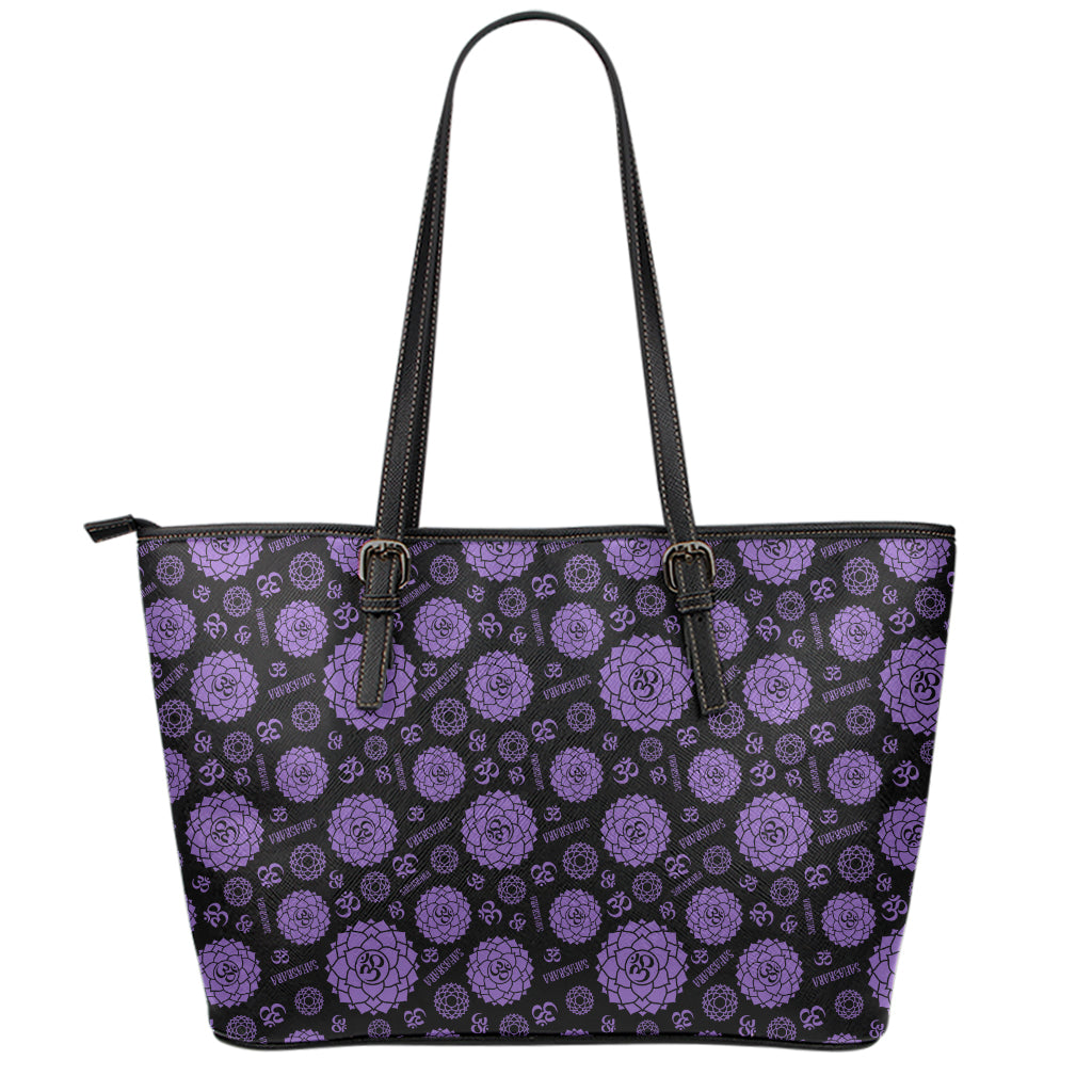 Sahasrara Chakra Pattern Print Leather Tote Bag