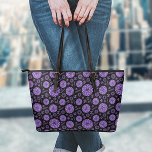 Sahasrara Chakra Pattern Print Leather Tote Bag