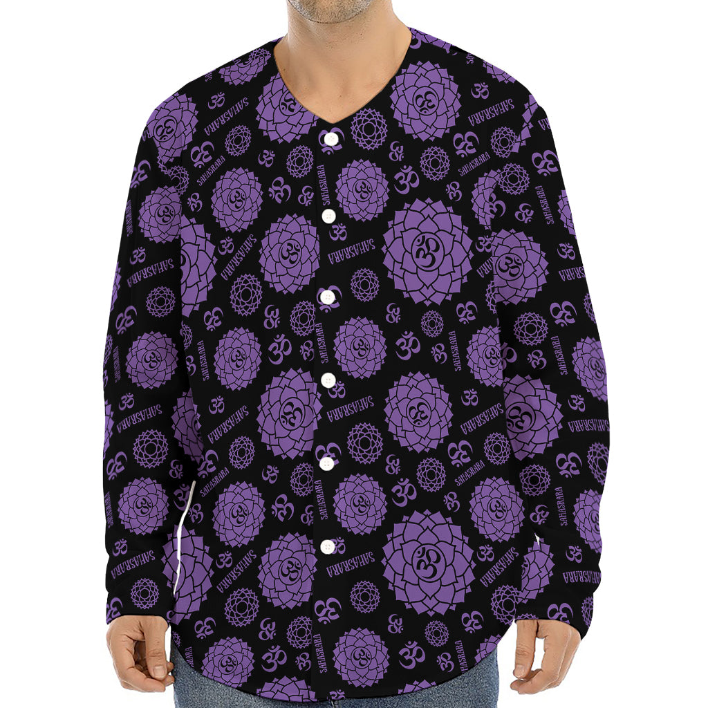 Sahasrara Chakra Pattern Print Long Sleeve Baseball Jersey