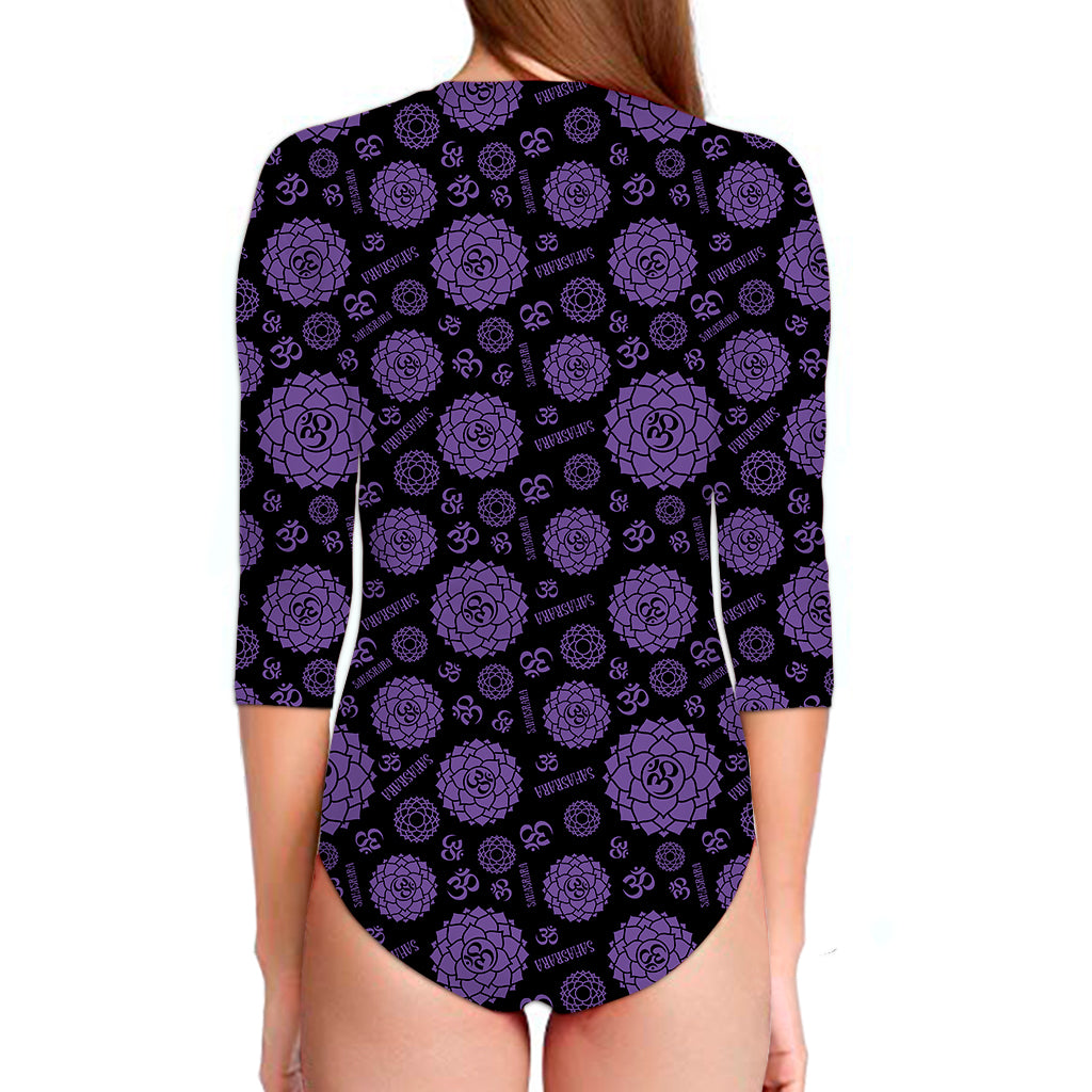 Sahasrara Chakra Pattern Print Long Sleeve Swimsuit