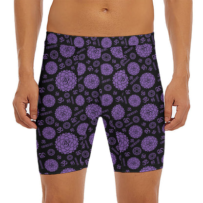 Sahasrara Chakra Pattern Print Men's Long Boxer Briefs