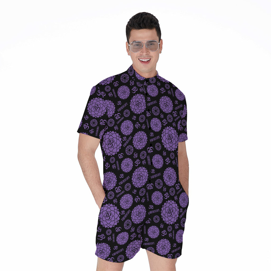 Sahasrara Chakra Pattern Print Men's Rompers