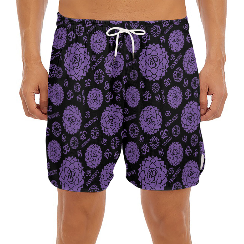 Sahasrara Chakra Pattern Print Men's Split Running Shorts