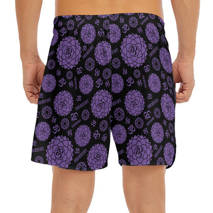 Sahasrara Chakra Pattern Print Men's Split Running Shorts