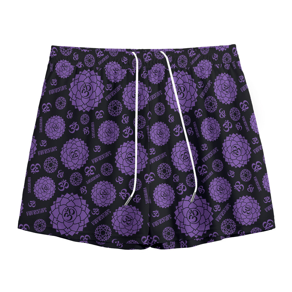 Sahasrara Chakra Pattern Print Mesh Shorts