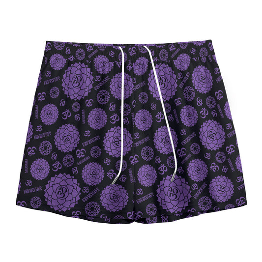 Sahasrara Chakra Pattern Print Mesh Shorts