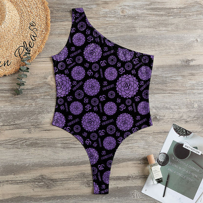 Sahasrara Chakra Pattern Print One Shoulder Bodysuit