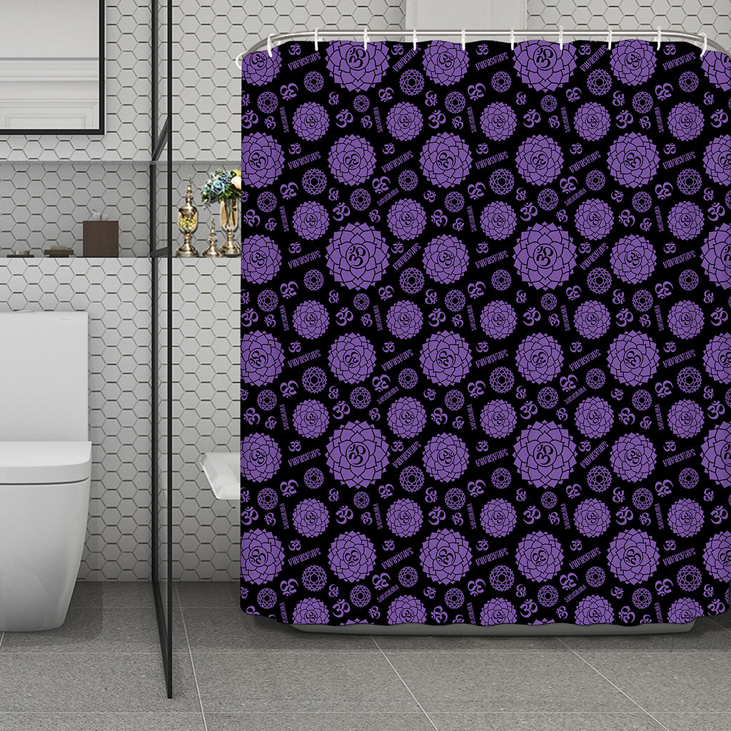 Sahasrara Chakra Pattern Print Polyester Shower Curtain