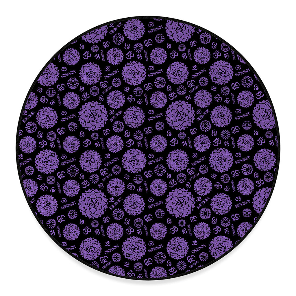Sahasrara Chakra Pattern Print Round Floor Mat