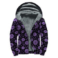 Sahasrara Chakra Pattern Print Sherpa Lined Zip Up Hoodie