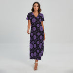 Sahasrara Chakra Pattern Print Short Sleeve Maxi Dress